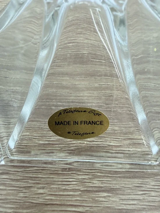 Vintage Teleflora French Crystal Glass Candlestick Holders Pair France 7" - Picture 4 of 8